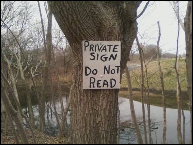 private sign do not read